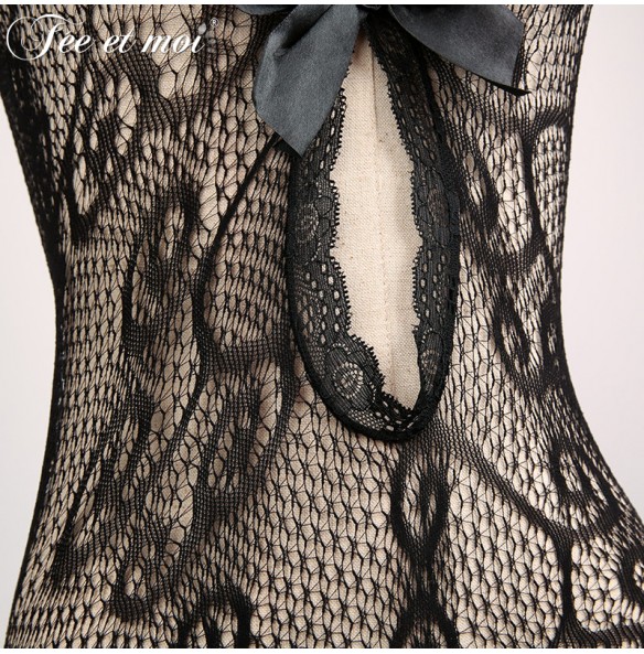 FEE ET MOI Sexy Seethrough Opened Body Stockings (Black)